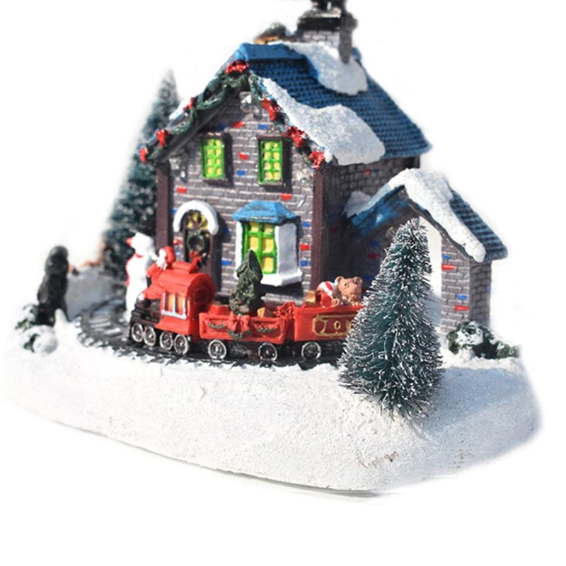 calandis resin christmas winter house train figurine miniature village home