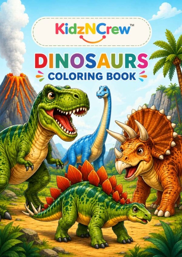 dinosaurs coloring book front cover