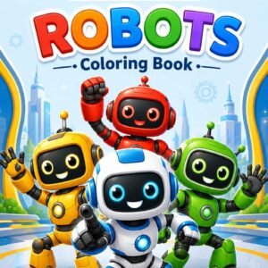 robots coloring book front cover