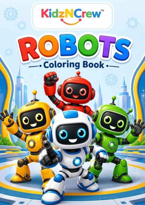 robots coloring book front cover