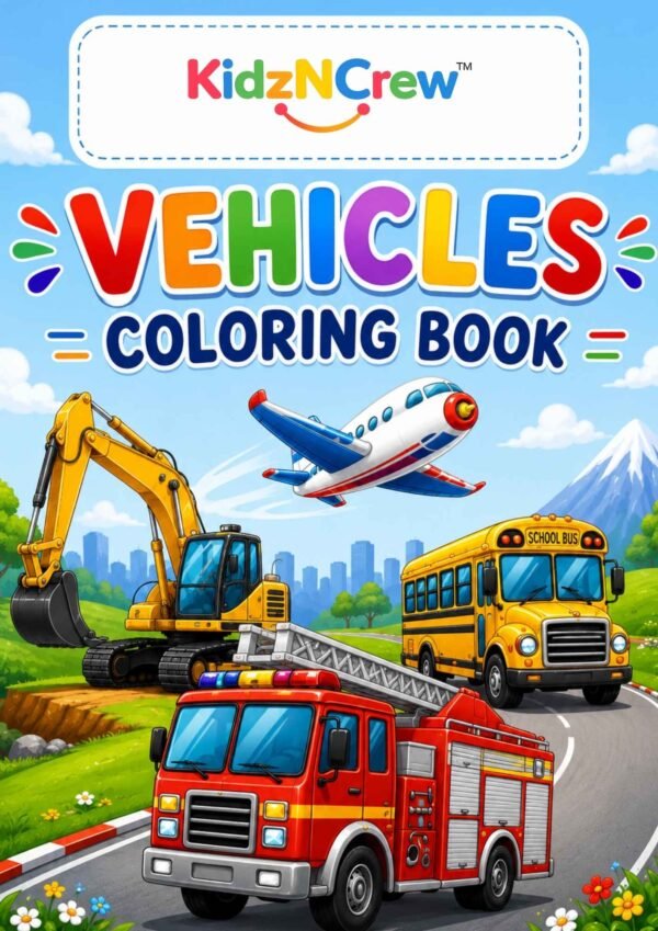 vehicles coloring book front cover